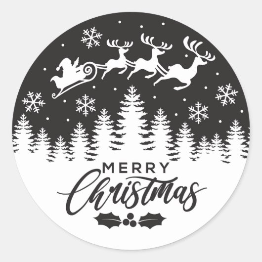 zwart-wit Kerst stickers (Voorkant)