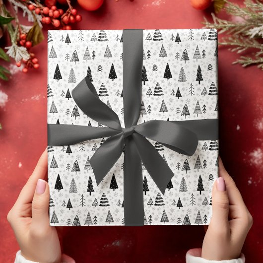 Zwart-wit Kerst Wrapping Papier Set van 3 Inpakpapier Vel