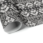 Zwart-wit Kerstbeurs Isle Patroon Cadeaupapier (Rol Hoek)