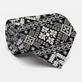 Zwart-wit Kerstbeurs Isle Patroon Stropdas (Opgerold)