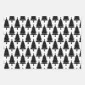 Zwart-wit kerstbomen patroon inpakpapier vel (Voorkant 3)