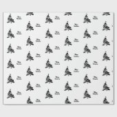 Zwart Wit Kerstboom Cadeaupapier (Vlak)