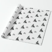 Zwart Wit Kerstboom Cadeaupapier (Uitgerold)