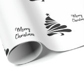 Zwart Wit Kerstboom Cadeaupapier (Rol Hoek)