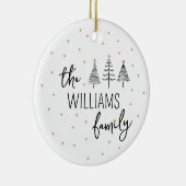 Zwart-wit kerstboom Familiefoto Keramisch Ornament (Rechts)