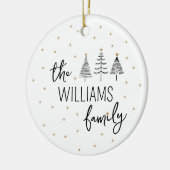Zwart-wit kerstboom Familiefoto Keramisch Ornament (Links)