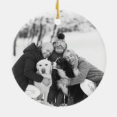 Zwart-wit kerstboom Familiefoto Keramisch Ornament (Achterkant)