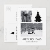 Zwart-wit kerstboom foto feestdagenkaart (Voorkant / Achterkant)