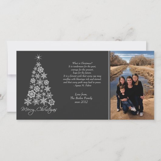 Zwart-wit Kerstboom Fotokaart Feestdagenkaart (Voorkant)