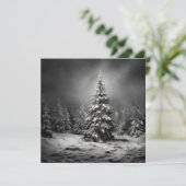 Zwart-wit Kerstboom Kerstkaart (Staand voorkant)