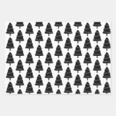 Zwart & Wit Kerstboom Patroon Inpakpapier Vel (Voorkant 3)