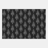 Zwart & Wit Kerstboom Patroon Inpakpapier Vel (Voorkant 2)
