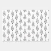 Zwart & Wit Kerstboom Patroon Inpakpapier Vel (Voorkant)