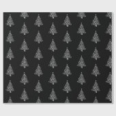 zwart wit kerstboom patroon stijlvol cadeaupapier (Vlak)