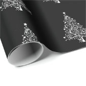 zwart wit kerstboom patroon stijlvol cadeaupapier (Rol Hoek)