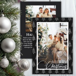 Zwart-wit kerstboom patroonfoto feestdagenkaart