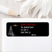 Zwart-wit kerstboom retouradres etiket (Insitu)