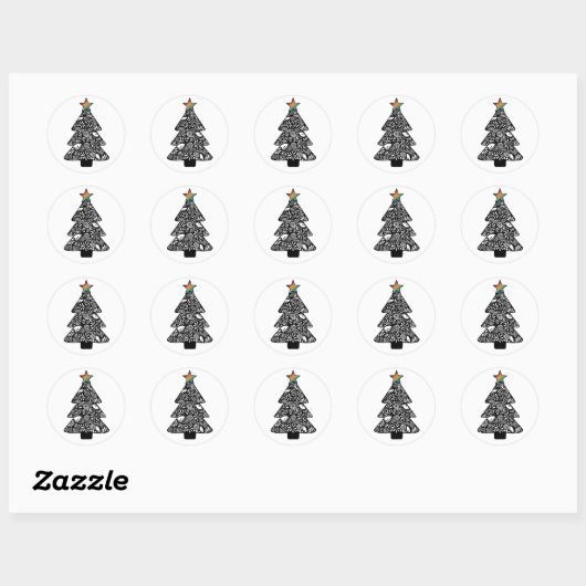 Zwart-wit kerstboom Sticker (Vel)