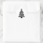 Zwart-wit kerstboom Sticker (Tas)