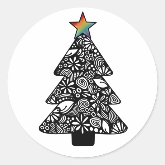 Zwart-wit kerstboom Sticker (Voorkant)