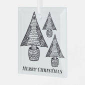 Zwart-wit kerstboom tekening glas ornament (Voorkant links)