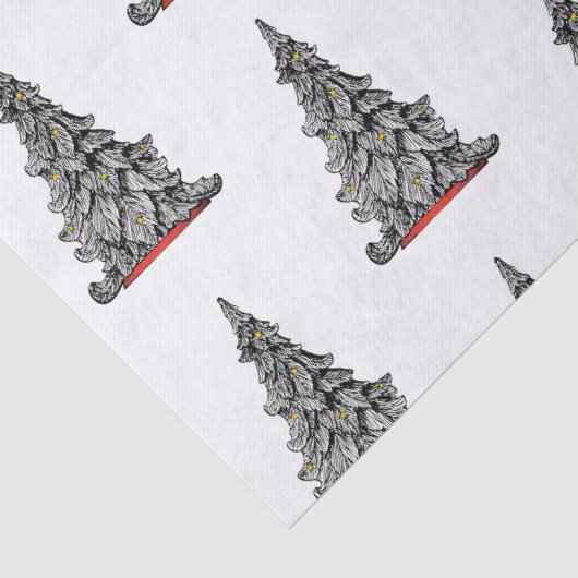 Zwart-wit KERSTBOOM Tissue Paper Tissuepapier (Detail)