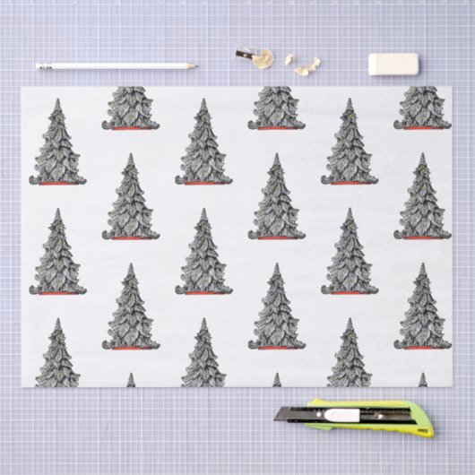 Zwart-wit KERSTBOOM Tissue Paper Tissuepapier (Craft)