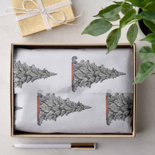 Zwart-wit KERSTBOOM Tissue Paper Tissuepapier (Geschenk)