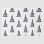 Zwart-wit KERSTBOOM Tissue Paper Tissuepapier (Voorkant)