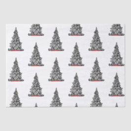 Zwart-wit KERSTBOOM Tissue Paper Tissuepapier