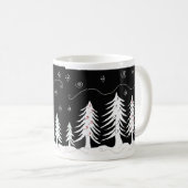 Zwart-wit kerstboomontwerp koffiemok (Voorkant rechts)