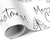 Zwart wit kerstboompapier voor fijne kerstaven cadeaupapier (Rol Hoek)