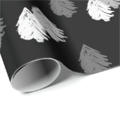 Zwart wit kerstboompatroon cadeaupapier (Rol Hoek)