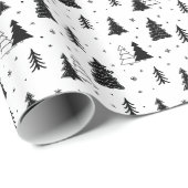 Zwart-wit kerstboompatroon cadeaupapier (Rol Hoek)
