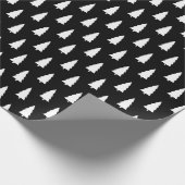 Zwart wit kerstboompatroon cadeaupapier (Hoek)