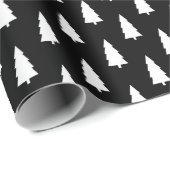 Zwart wit kerstboompatroon cadeaupapier (Rol Hoek)
