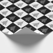 Zwart wit kerstboompatroon cadeaupapier (Hoek)