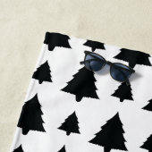 Zwart-wit kerstboompatroon en naam strandlaken (In situ)