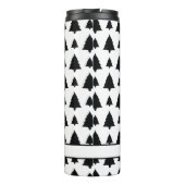 Zwart-wit kerstboompatroon en naam thermosbeker (Achterkant)