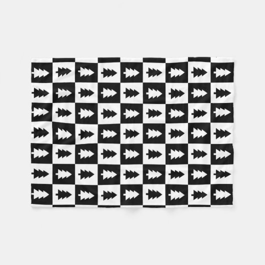 Zwart-wit kerstboompatroon fleece deken (Voorkant (Horizontaal))