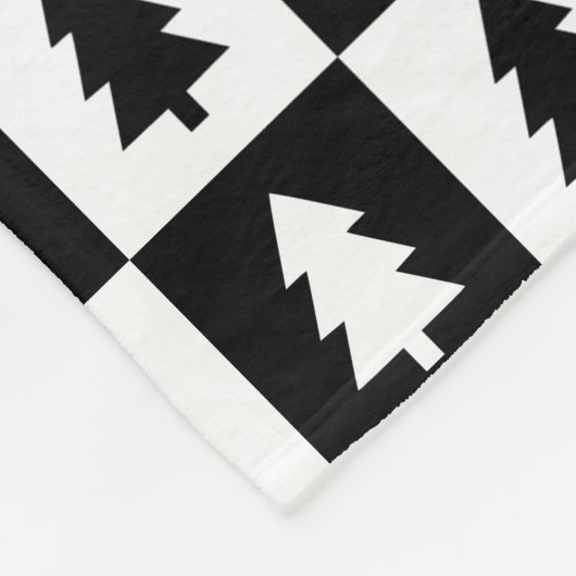 Zwart-wit kerstboompatroon fleece deken (Hoek)