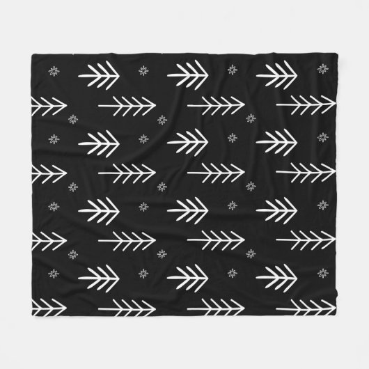 Zwart-wit kerstboompatroon fleece deken (Voorkant (Horizontaal))