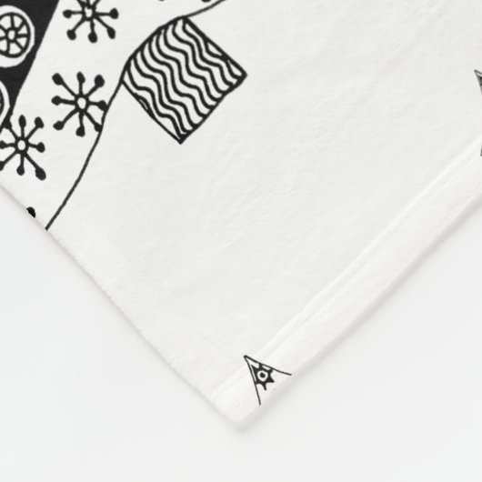 Zwart-wit kerstboompatroon fleece deken (Hoek)