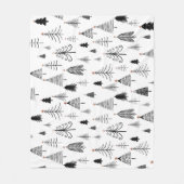 Zwart-wit kerstboompatroon fleece deken (Voorkant)