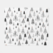 Zwart-wit kerstboompatroon fleece deken (Voorkant (Horizontaal))