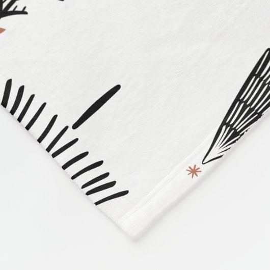 Zwart-wit kerstboompatroon fleece deken (Hoek)