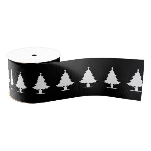 Zwart-wit kerstboompatroon grosgrain lint