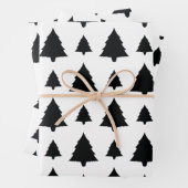 Zwart-wit kerstboompatroon inpakpapier vel (In situ)