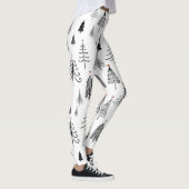 Zwart wit kerstboompatroon leggings (Rechts)