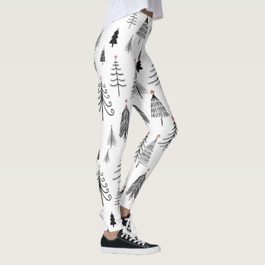 Zwart wit kerstboompatroon leggings (Rechts)